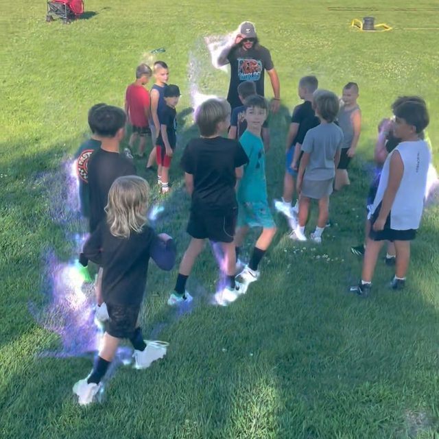 Kellz Camp reel — group of young athletes working through a training session